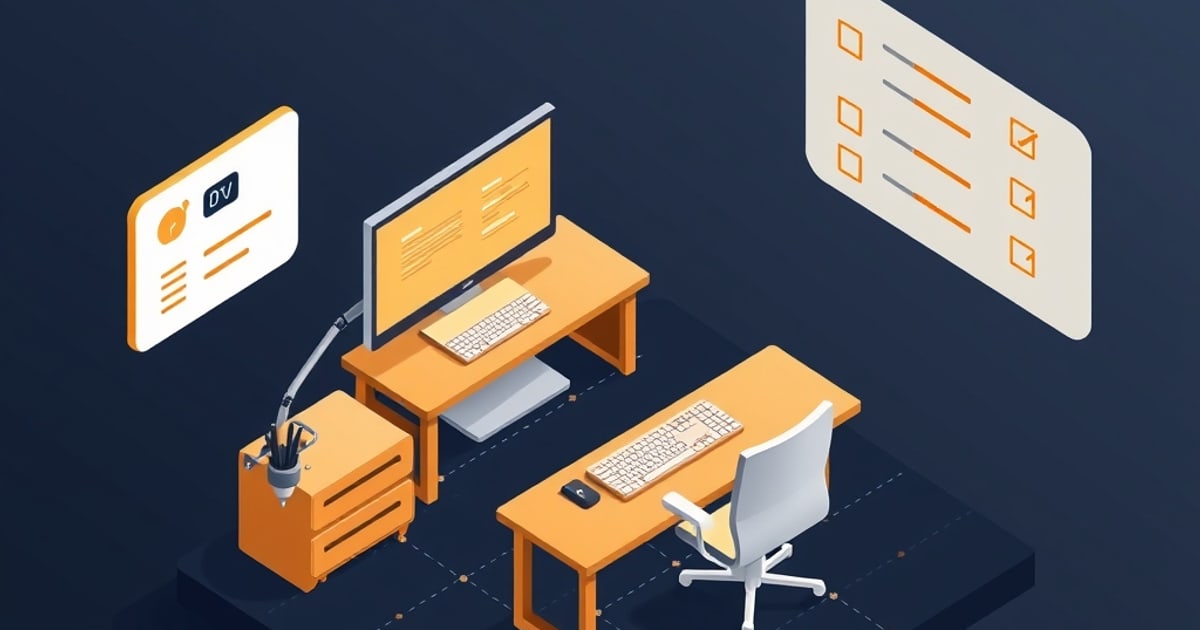 A computer workstation set up on a desk